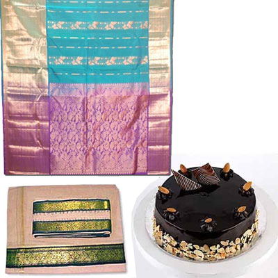 "Ananda blue color Venkatagiri cotton Silk ( seico) Saree -HSNM-60 - Click here to View more details about this Product